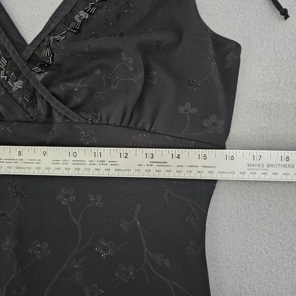 Y2K Breakin' Loose Babydoll Dress Black Size 13/14 Beaded Floral Mesh Whimsigoth - Picture 10 of 13